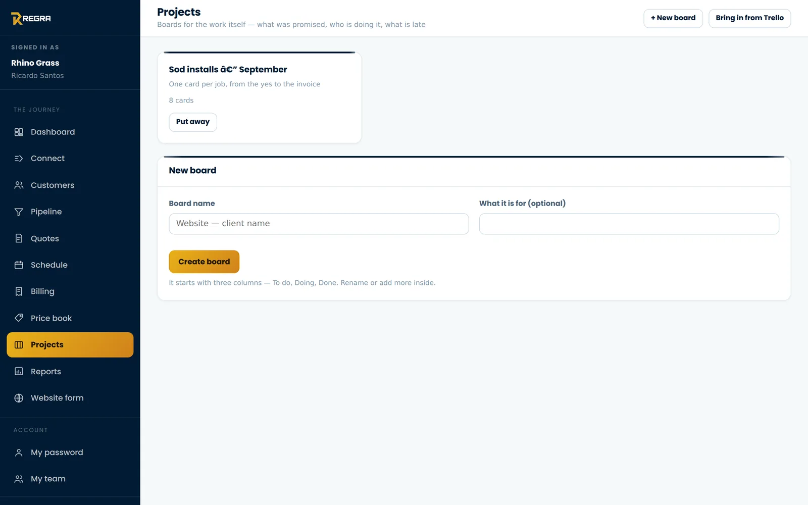 Projects: quadros e cartões para o trabalho depois do sim